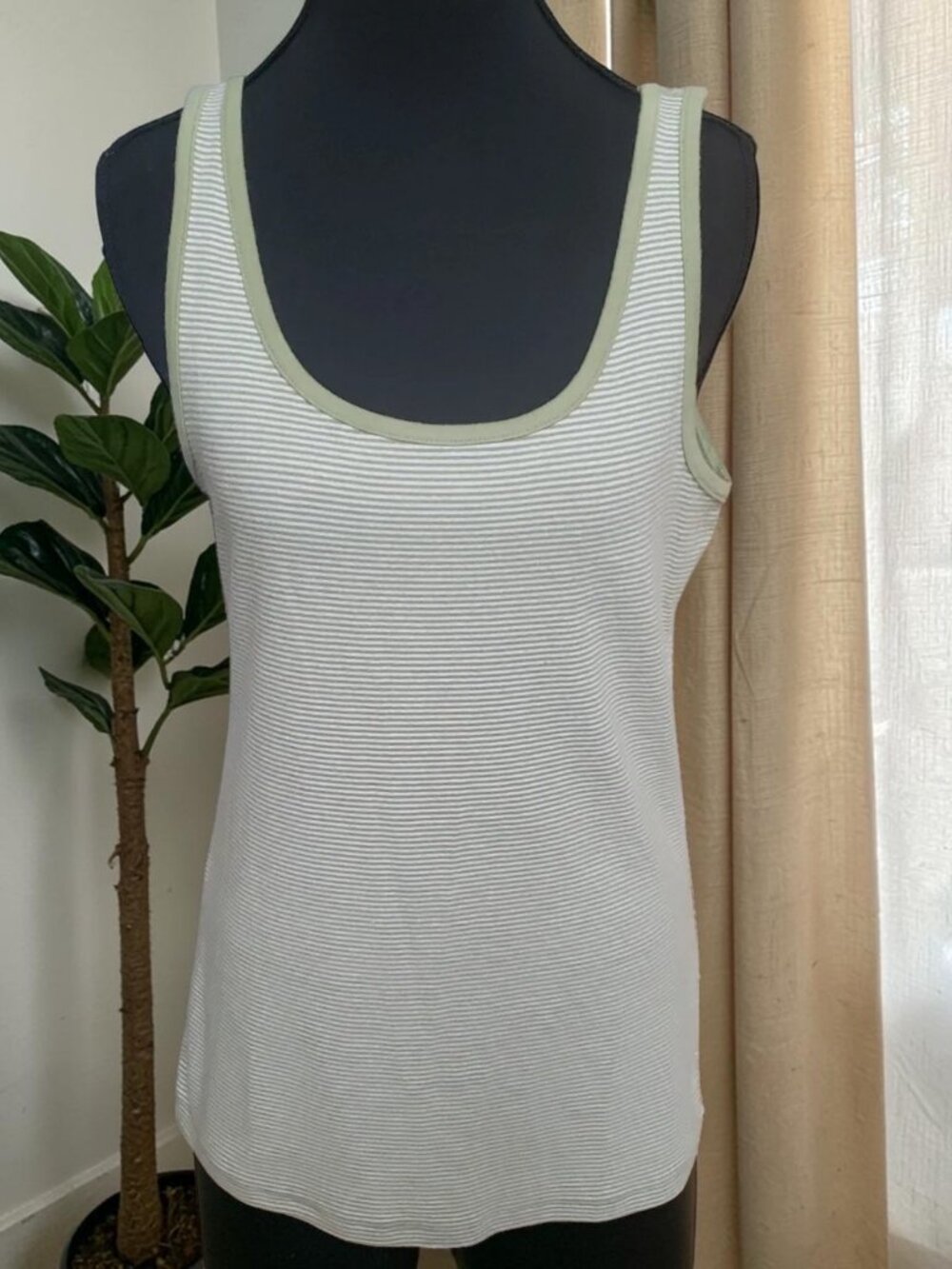 Faded Glory Lime Green & White Striped Sleeveless Tank Top  ✨Size: L  NWOT✨